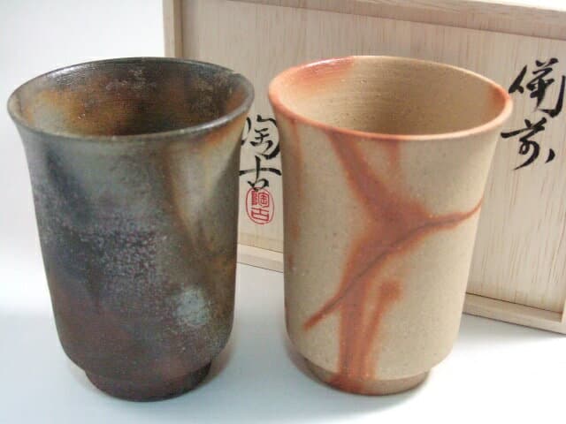 備前燒 小西陶古 啤酒杯對杯組