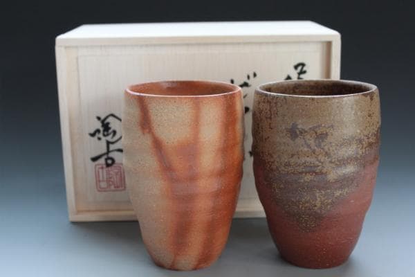 備前燒 小西陶古 雙入啤酒杯組