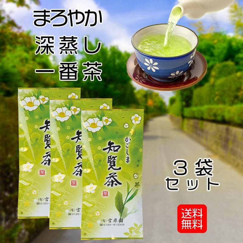 知覧茶 緑 300g 100×3袋セット知覧茶 深蒸し茶 ポッキリ ぽっきり 鹿児島 日本茶 煎茶 茶葉 旨味 甘味 かごしま茶 メール便発送 送料無料 産地直送 工場直売 宮原園 産直 直売