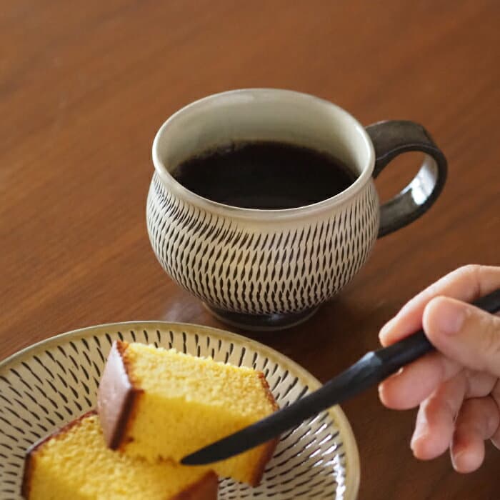★小鹿田焼 小袋窯 マグカップ 飛びかんな / 小鹿田焼 おんたやき おんた焼 和食器 陶器 コーヒーカップ ティーカップ スープカップ 飛びカンナ 飛び鉋 ギフト プレゼント