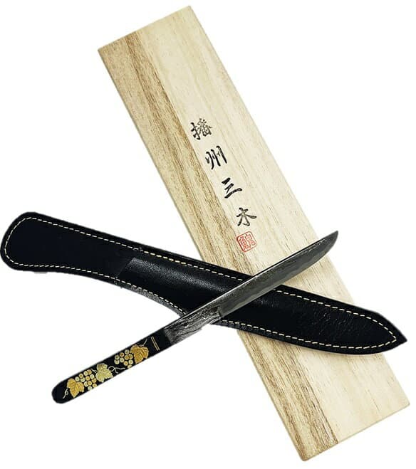 富田修作 鍊鐵木紋 京象嵌葡萄拆信刀